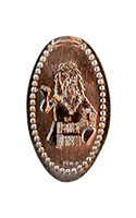 DL0714 Vending Machine Hitch Hiking Ghost  Gus Gracey, ball and chain, Haunted Mansion vertical elongated coin image.  