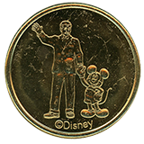 #92, DRM0092 Walt and Mickey Partners Souvenir Medallion. Magic Key Terrace, Disney California Adventure, Anaheim California.